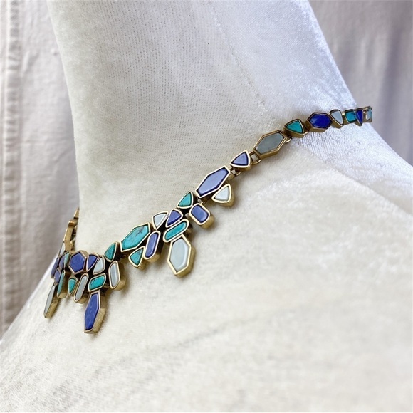 Loft faux turquoise and lapis stone look necklace - Picture 2 of 5